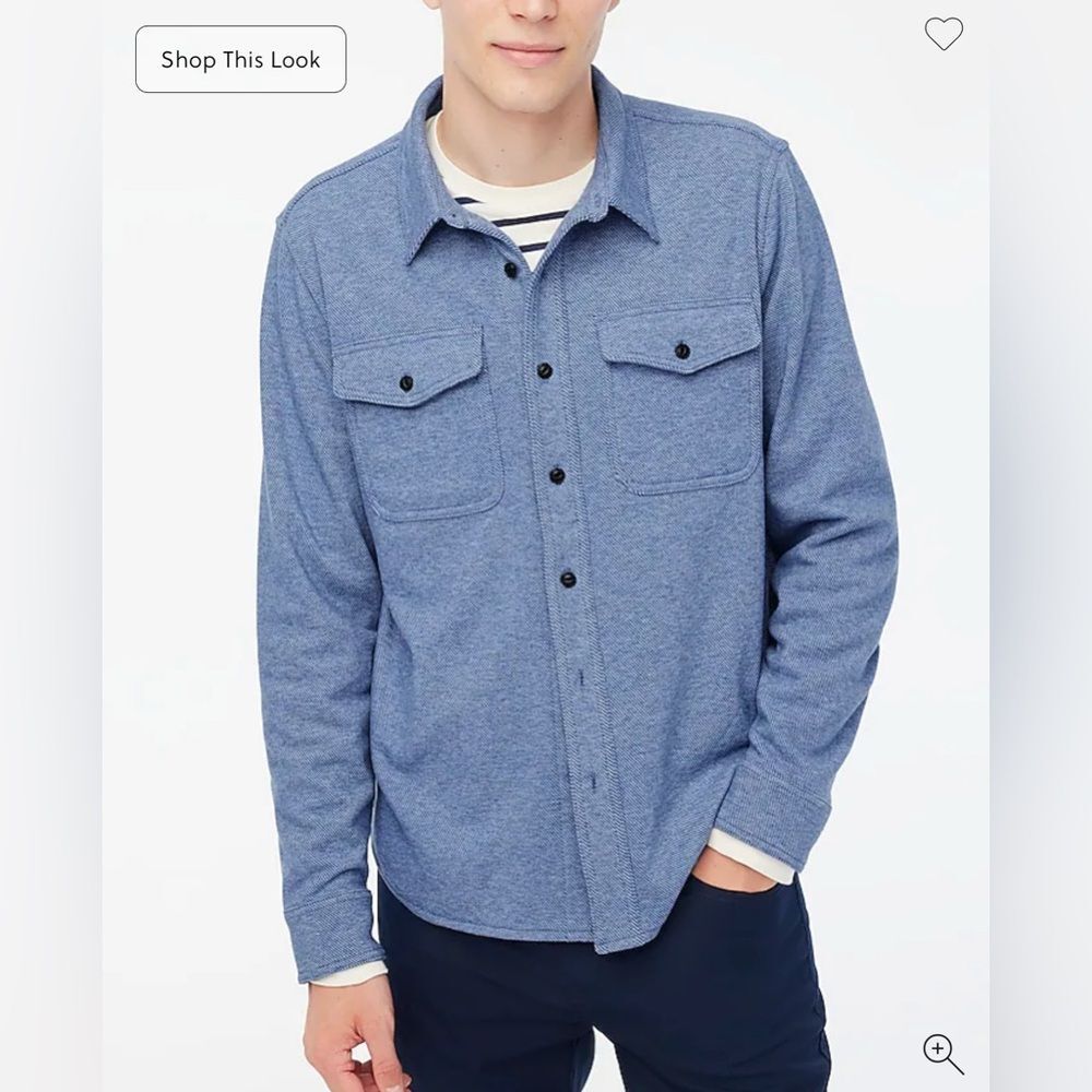 J. Crew Factory Double-knit work shirt • size small • NWT • CA914 • heather blue